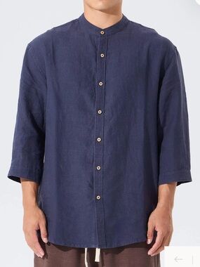 Kidoriman Yumemi Shirt 7/8 Sleeves Premium Linen Minimalist Relaxed Fit L/XL NEW